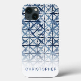 Modern Abstract blauw en wit Shibori-patroon Case-Mate iPhone Case