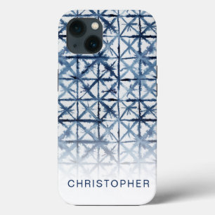 Modern Abstract blauw en wit Shibori-patroon Case-Mate iPhone Case