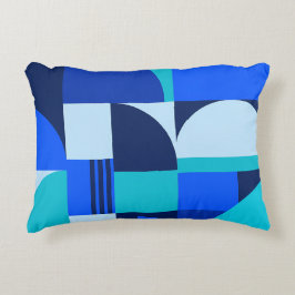 Modern Abstract Blauw Geometrisch Vormen Patroon Accent Kussen