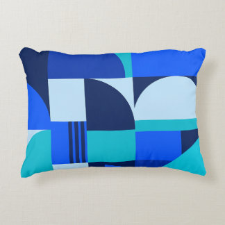 Modern Abstract Blauw Geometrisch Vormen Patroon Accent Kussen