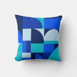 Modern Abstract Blauw Geometrisch Vormpatroon Kussen