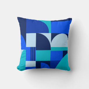 Modern Abstract Blauw Geometrisch Vormpatroon Kussen
