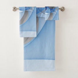 Modern Abstract Blauw Grijs Fractal Art Graphic Bad Handdoek