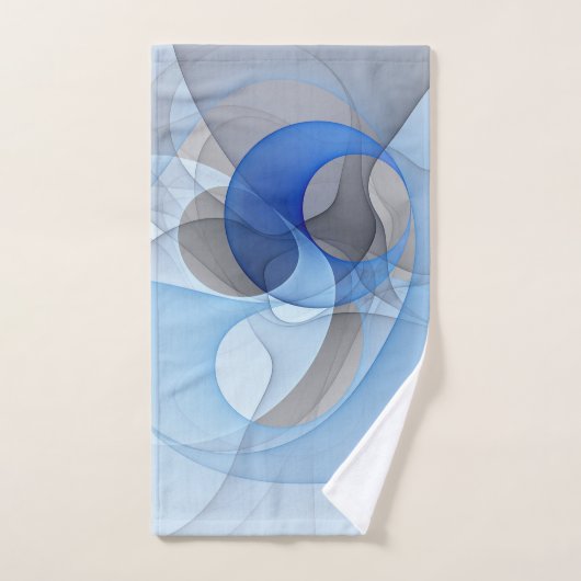Modern Abstract Blauw Grijs Fractal Art Graphic Bad Handdoek (Handdoek)