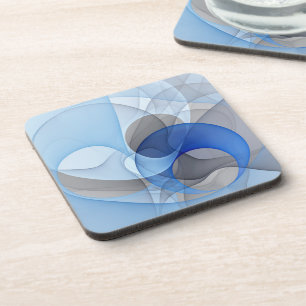 Modern Abstract Blauw Grijs Fractal Art Graphic Bier Onderzetter