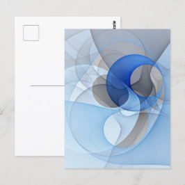 Modern Abstract Blauw Grijs Fractal Art Graphic Briefkaart