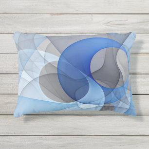 Modern Abstract Blauw Grijs Fractal Art Graphic Buitenkussen