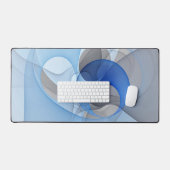 Modern Abstract Blauw Grijs Fractal Art Graphic Bureaumat (Keyboard & Muis)