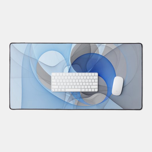 Modern Abstract Blauw Grijs Fractal Art Graphic Bureaumat (Keyboard & Muis)