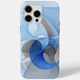 Modern Abstract Blauw Grijs Fractal Art Graphic iPhone 15 Pro Max Hoesje