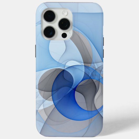 Modern Abstract Blauw Grijs Fractal Art Graphic Case-Mate iPhone Case (Achterkant)