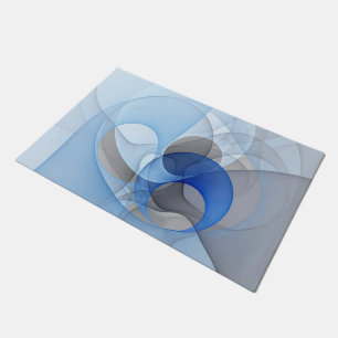 Modern Abstract Blauw Grijs Fractal Art Graphic Deurmat