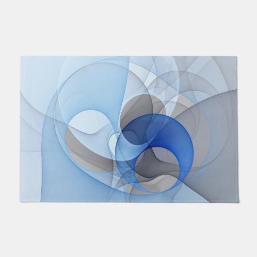 Modern Abstract Blauw Grijs Fractal Art Graphic Deurmat (Voorkant)