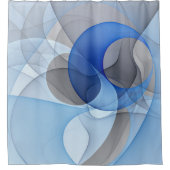 Modern Abstract Blauw Grijs Fractal Art Graphic Douchegordijn (Voorkant)