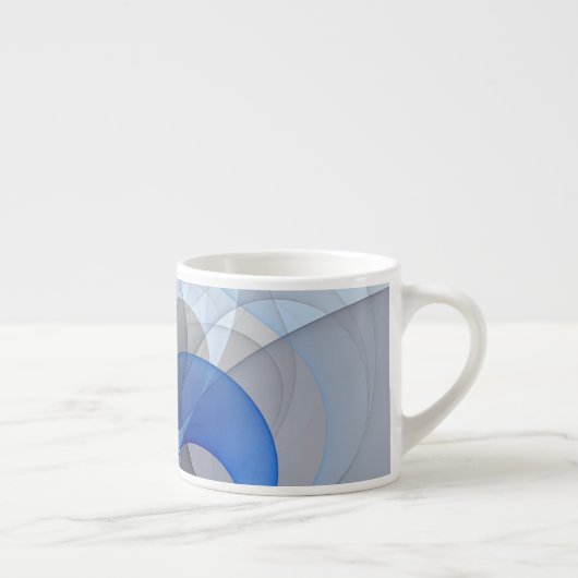 Modern Abstract Blauw Grijs Fractal Art Graphic Espresso Kop (Rechts)