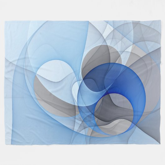 Modern Abstract Blauw Grijs Fractal Art Graphic Fleece Deken (Voorkant (Horizontaal))