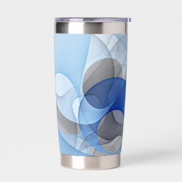 Modern Abstract Blauw Grijs Fractal Art Graphic Geïsoleerde Drinkbeker