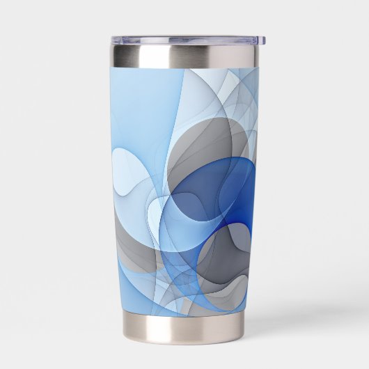 Modern Abstract Blauw Grijs Fractal Art Graphic Geïsoleerde Drinkbeker (Links)
