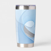 Modern Abstract Blauw Grijs Fractal Art Graphic Geïsoleerde Drinkbeker (Voorkant)