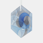 Modern Abstract Blauw Grijs Fractal Art Graphic Glas Ornament (Voorkant links)