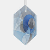 Modern Abstract Blauw Grijs Fractal Art Graphic Glas Ornament (Voorkant Rechts)