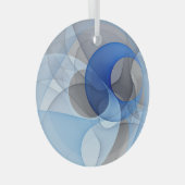 Modern Abstract Blauw Grijs Fractal Art Graphic Glas Ornament (Voorkant Rechts)