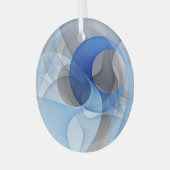 Modern Abstract Blauw Grijs Fractal Art Graphic Glas Ornament (Voorkant links)