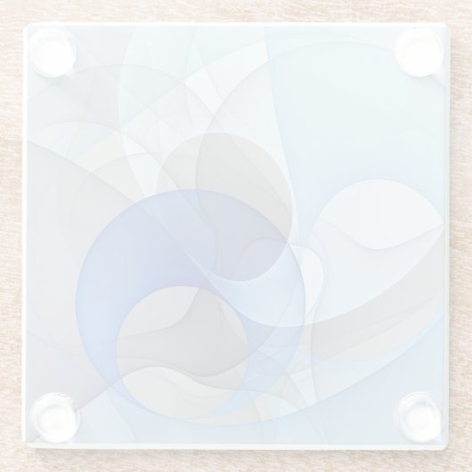 Modern Abstract Blauw Grijs Fractal Art Graphic Glazen Onderzetter (Achterkant)