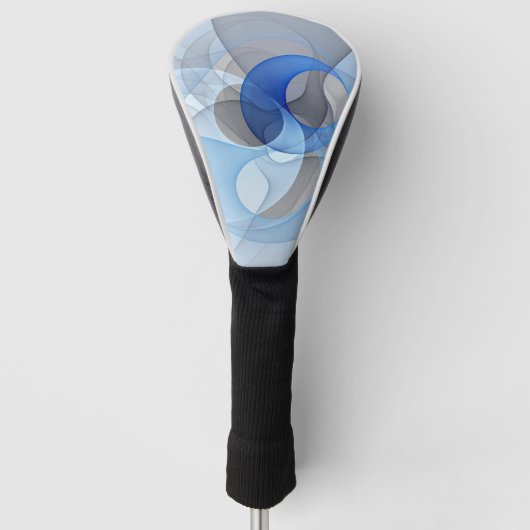 Modern Abstract Blauw Grijs Fractal Art Graphic Golfheadcover (Voorkant)