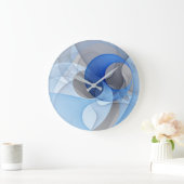 Modern Abstract Blauw Grijs Fractal Art Graphic Grote Klok (Huis)