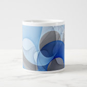 Modern Abstract Blauw Grijs Fractal Art Graphic Grote Koffiekop (Voorkant)