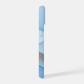 Modern Abstract Blauw Grijs Fractal Art Graphic iPhone 15 Case (Rechterkant)