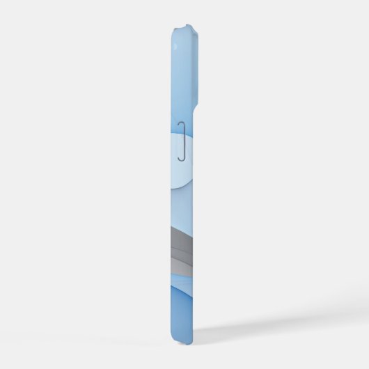 Modern Abstract Blauw Grijs Fractal Art Graphic iPhone 15 Case (Rechterkant)