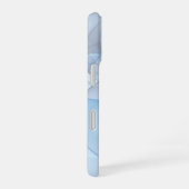 Modern Abstract Blauw Grijs Fractal Art Graphic iPhone 16 Hoesje (Rechterkant)