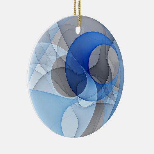 Modern Abstract Blauw Grijs Fractal Art Graphic Keramisch Ornament (Rechts)