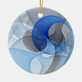 Modern Abstract Blauw Grijs Fractal Art Graphic Keramisch Ornament (Voorkant)