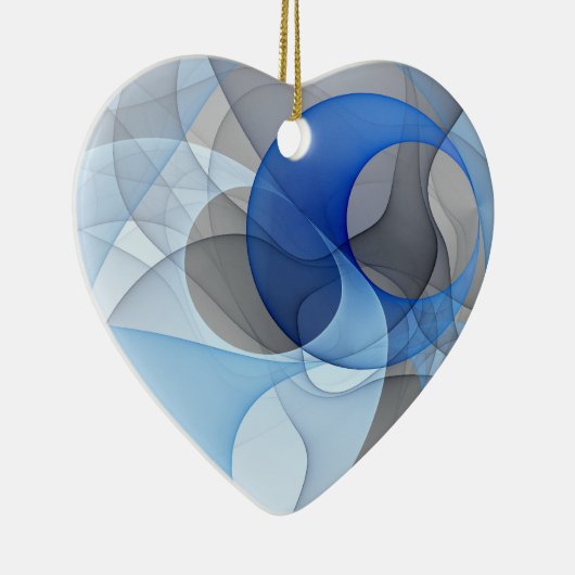 Modern Abstract Blauw Grijs Fractal Art Graphic Keramisch Ornament (Rechts)