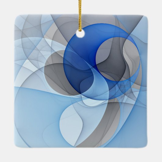 Modern Abstract Blauw Grijs Fractal Art Graphic Keramisch Ornament (Achterkant)