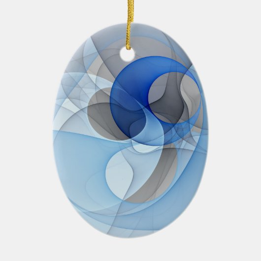 Modern Abstract Blauw Grijs Fractal Art Graphic Keramisch Ornament (Voorkant)