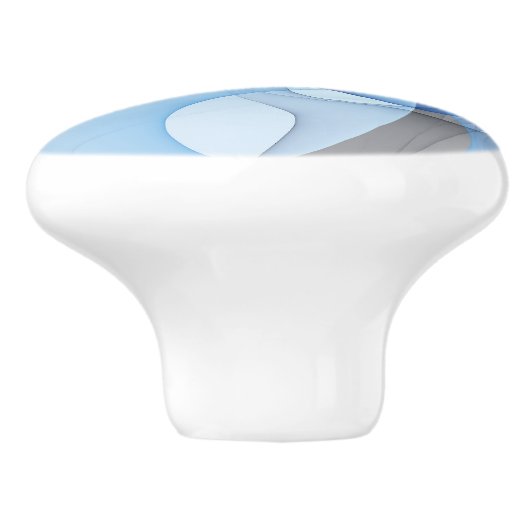 Modern Abstract Blauw Grijs Fractal Art Graphic Keramische Knop (Zijkant)