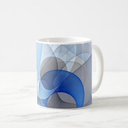 Modern Abstract Blauw Grijs Fractal Art Graphic Koffiemok (Voorkant rechts)