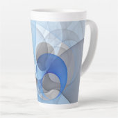 Modern Abstract Blauw Grijs Fractal Art Graphic Latte Mok (Rechterhoek)