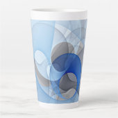 Modern Abstract Blauw Grijs Fractal Art Graphic Latte Mok (Voorkant)