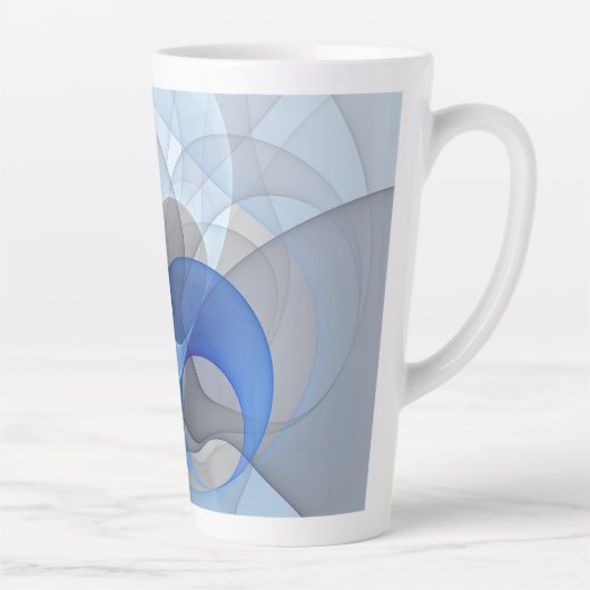 Modern Abstract Blauw Grijs Fractal Art Graphic Latte Mok (Rechts)