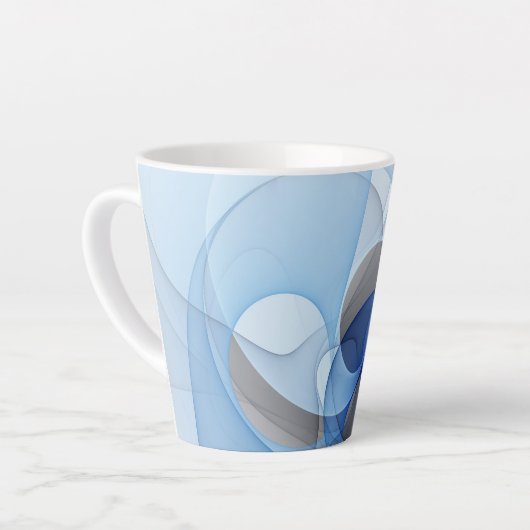 Modern Abstract Blauw Grijs Fractal Art Graphic Latte Mok (Linkerhoek)