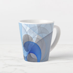 Modern Abstract Blauw Grijs Fractal Art Graphic Latte Mok