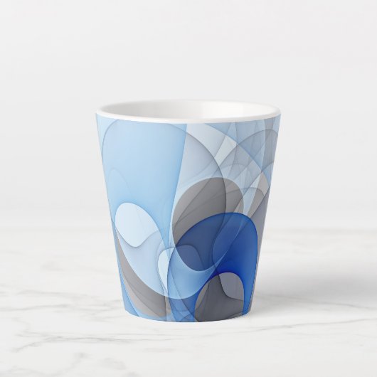 Modern Abstract Blauw Grijs Fractal Art Graphic Latte Mok (Voorkant)