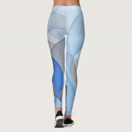 Modern Abstract Blauw Grijs Fractal Art Graphic Leggings (Achterkant)