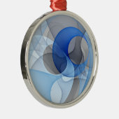 Modern Abstract Blauw Grijs Fractal Art Graphic Metalen Ornament (Rechts)