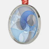 Modern Abstract Blauw Grijs Fractal Art Graphic Metalen Ornament (Links)